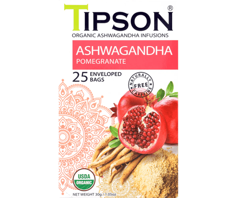 Tipson Organic Ashwagandha & Pomegranate Tea (25 Tea Bags)