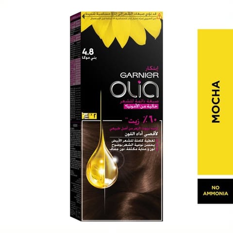Olia, 4.8 Mocha, No Ammonia Permanent Haircolor, with 60% Oils