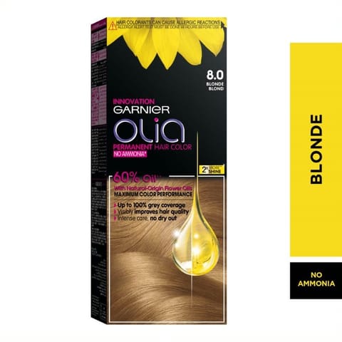 Olia, 8.0 Blonde, No Ammonia Permanent Haircolor, with 60% Oils