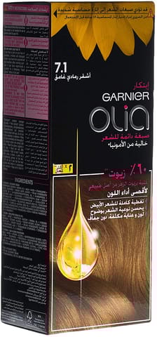 Olia, 7.1 Dark Ash Blonde, No Ammonia Permanent Haircolor, with 60% Oils