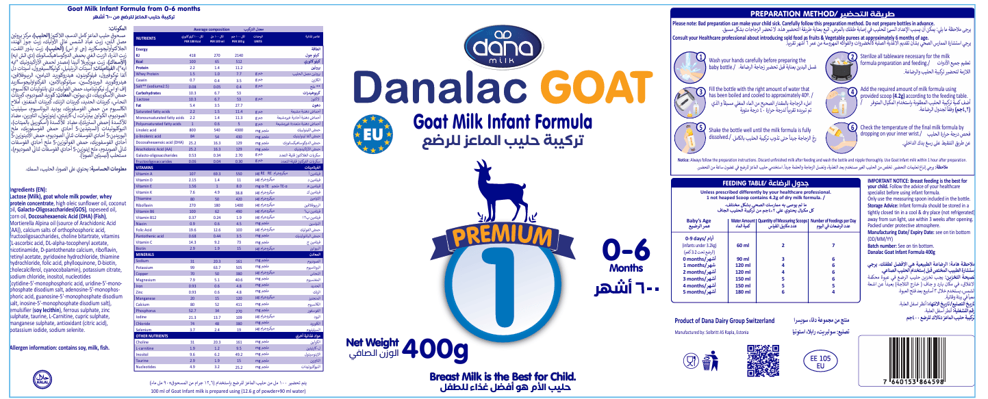 Danalac Premiun Goat Milk Infant Formula (1) 400 gm