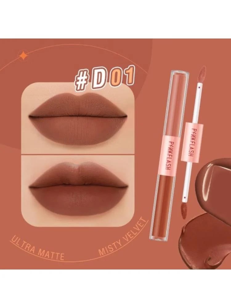 Pink Flash Long-Lasting Shiny Dual Lip Gloss D01