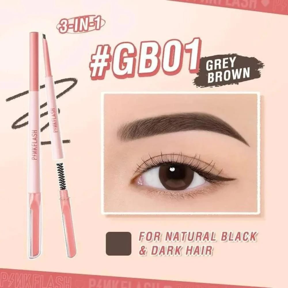 Pink Flash Vibrant Eyebrow Pencil GB01 Grey Brown