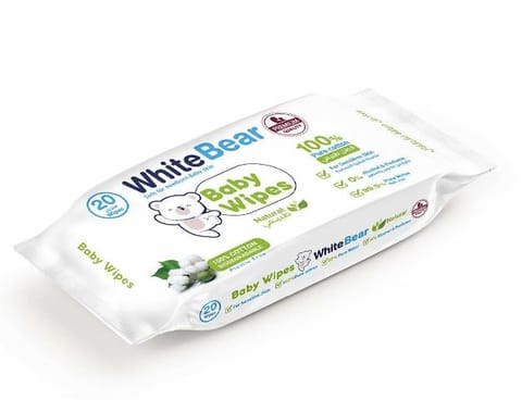 White Bear Baby Wipes Natural 20 Pcs