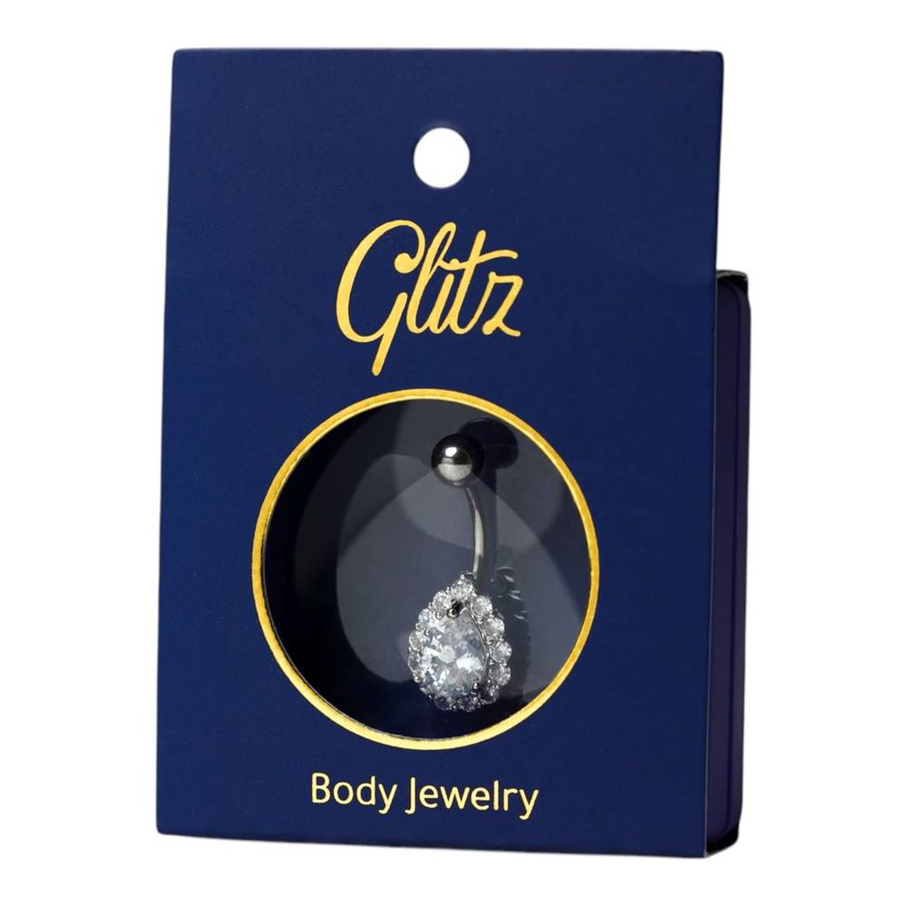 Glitz Piercing - Silver Crystal Teardrp
