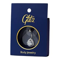 Glitz Piercing - Silver Crystal Teardrp