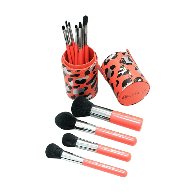 BH Cosmetics Orange Tiger Printed Brush Set-13 pieces