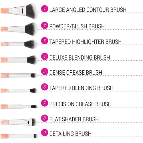 BH Cosmetics Rose Quartz Brush Set - 9 Pieces