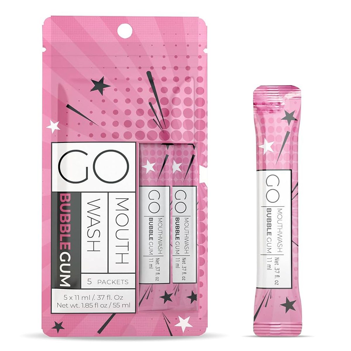 Go Mouthwash Bubble Gum Mint 5 Packets