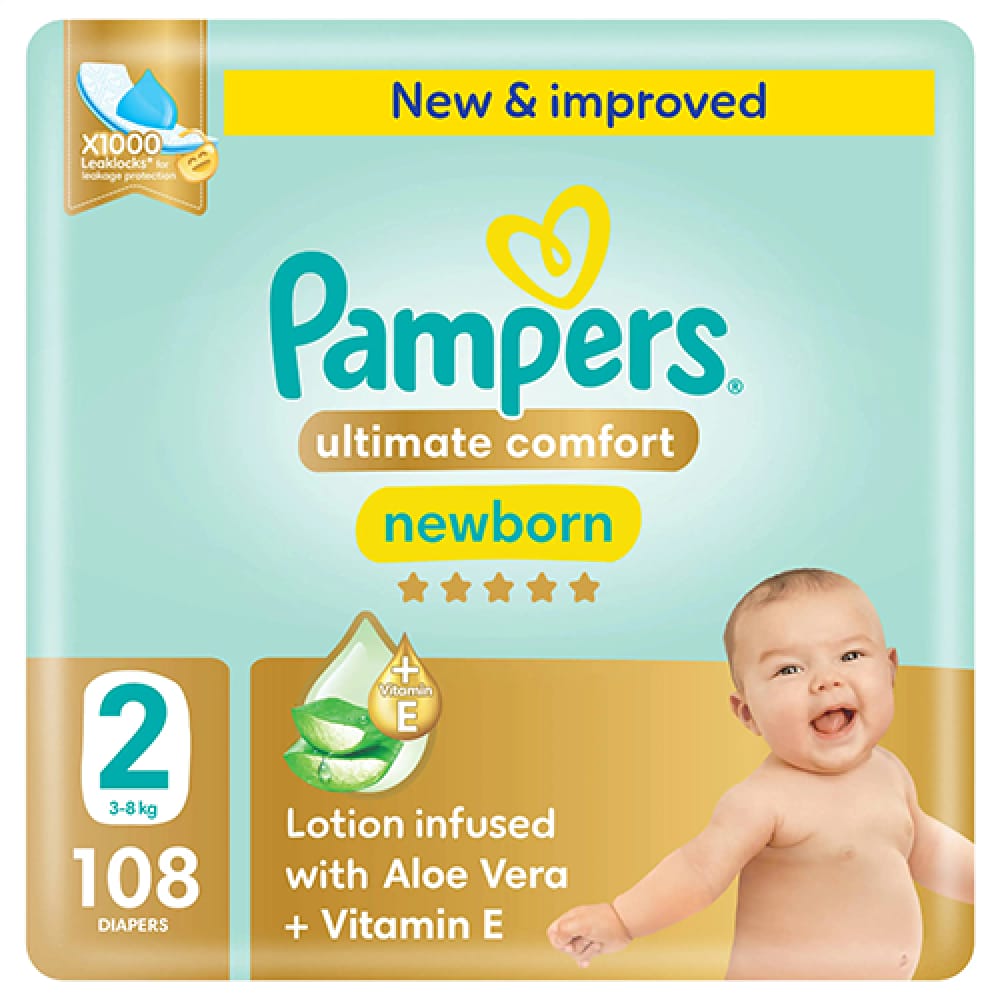 Pampers Rash Protection,New Born Size 2 (3-8Kg) 108Pc