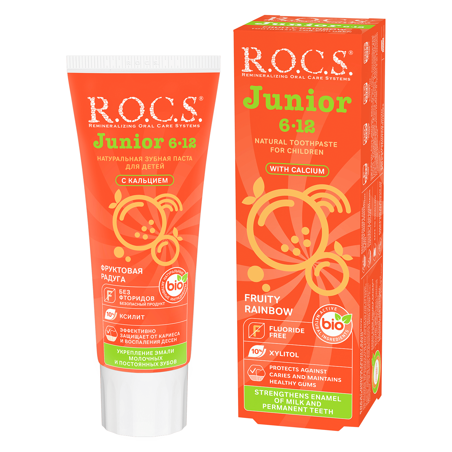 R.O.C.S Toothpaste Junior Fruity Rainbow For Children 6-12 Years