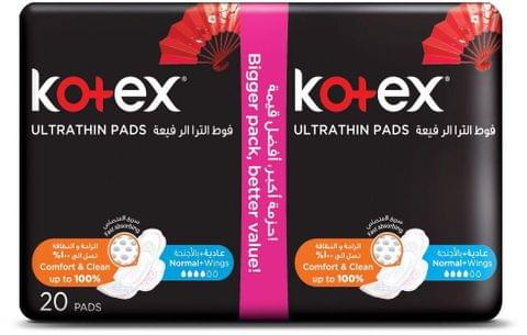 Kotex Natural Ultra Thin Pads, 100% Cotton Pad, Super Size Sanitary Pads with Wings, 16 Sanitary Pads